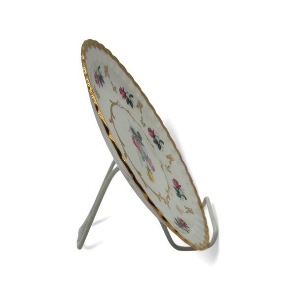 WOOD & SONS Alpine White Ironstone Plate Roses Gold Rim England Vintage 10" - Picture 6 of 11